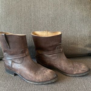 Distressed Frye ankle boots